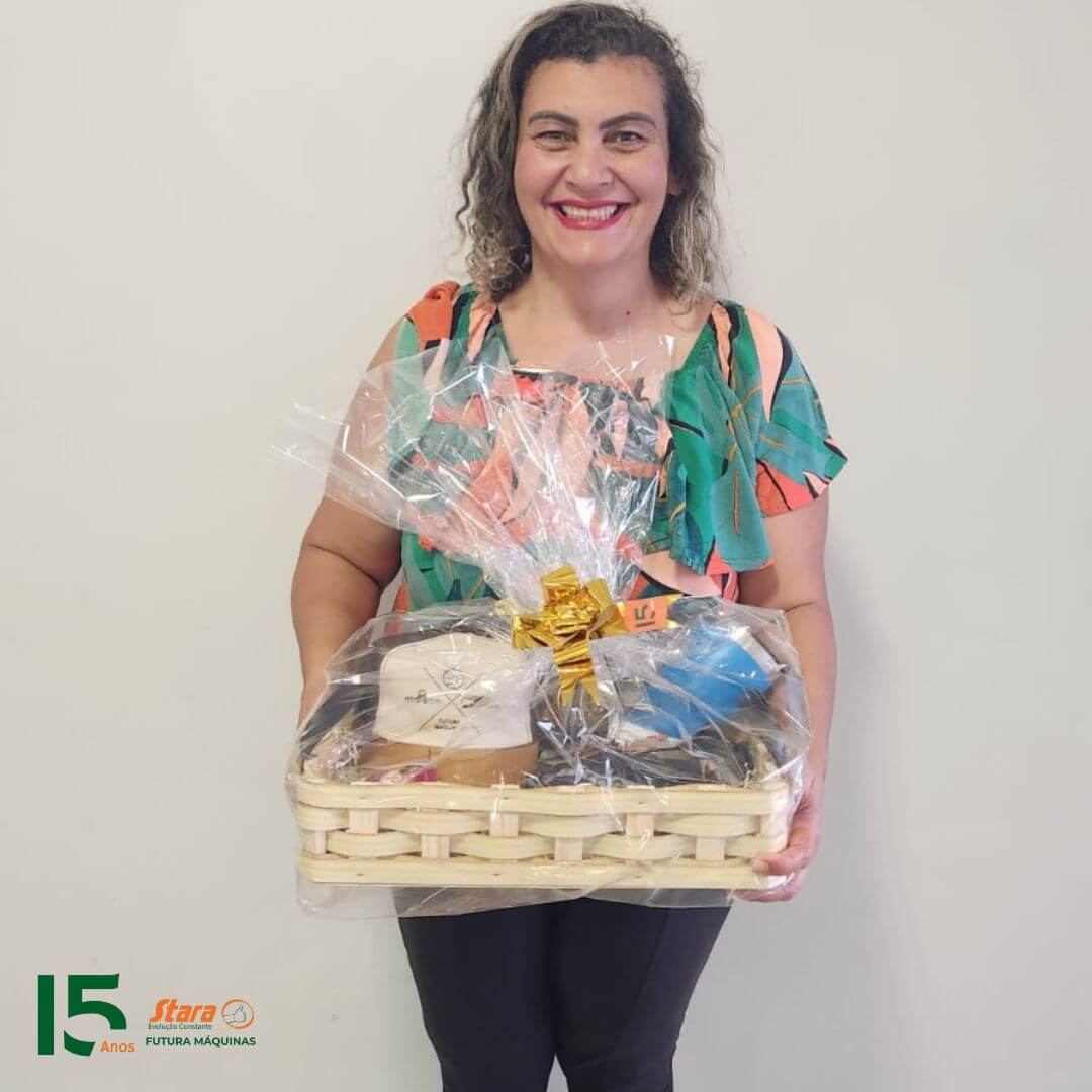 A grande vencedora da nossa cesta especial de 15 anos da Futura Máquinas!