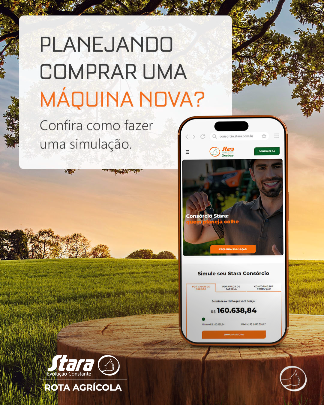 SIMULE A COMPRA DA SUA MÁQUINA COM O CONSÓRCIO STARA