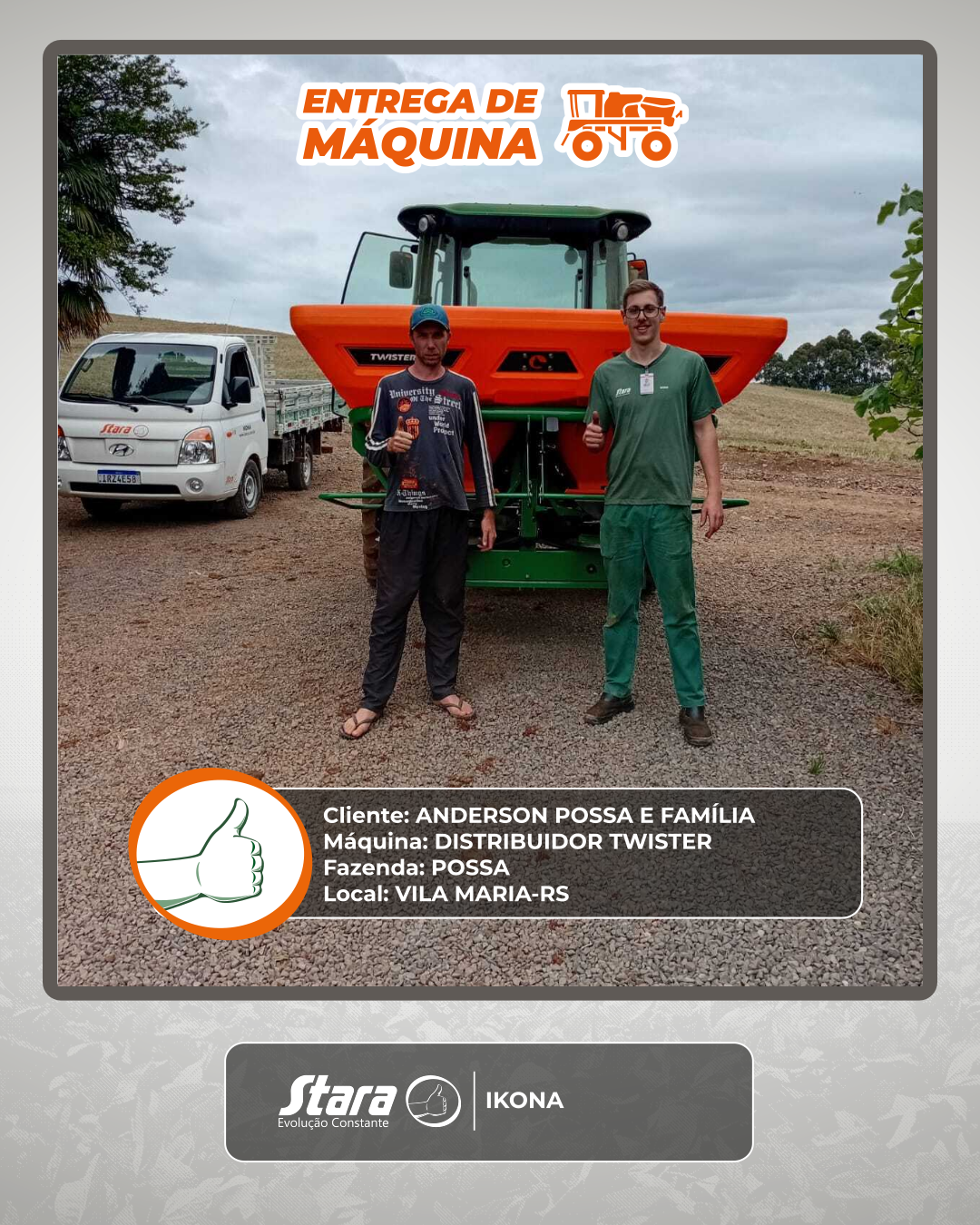 ENTREGA TECNICA DISTRIBUIDOR TWISTER - VILA MARIA-RS