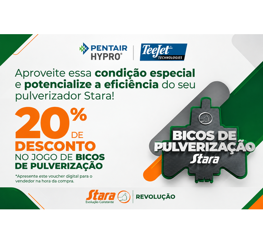 20% de desconto no jogo de Bicos de Pulverização Stara.