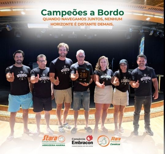 Campeões a Bordo: Equipe da Arrozeira Marina vive cinco dias de integração em alto-mar com o Consórcio Stara e Embracon