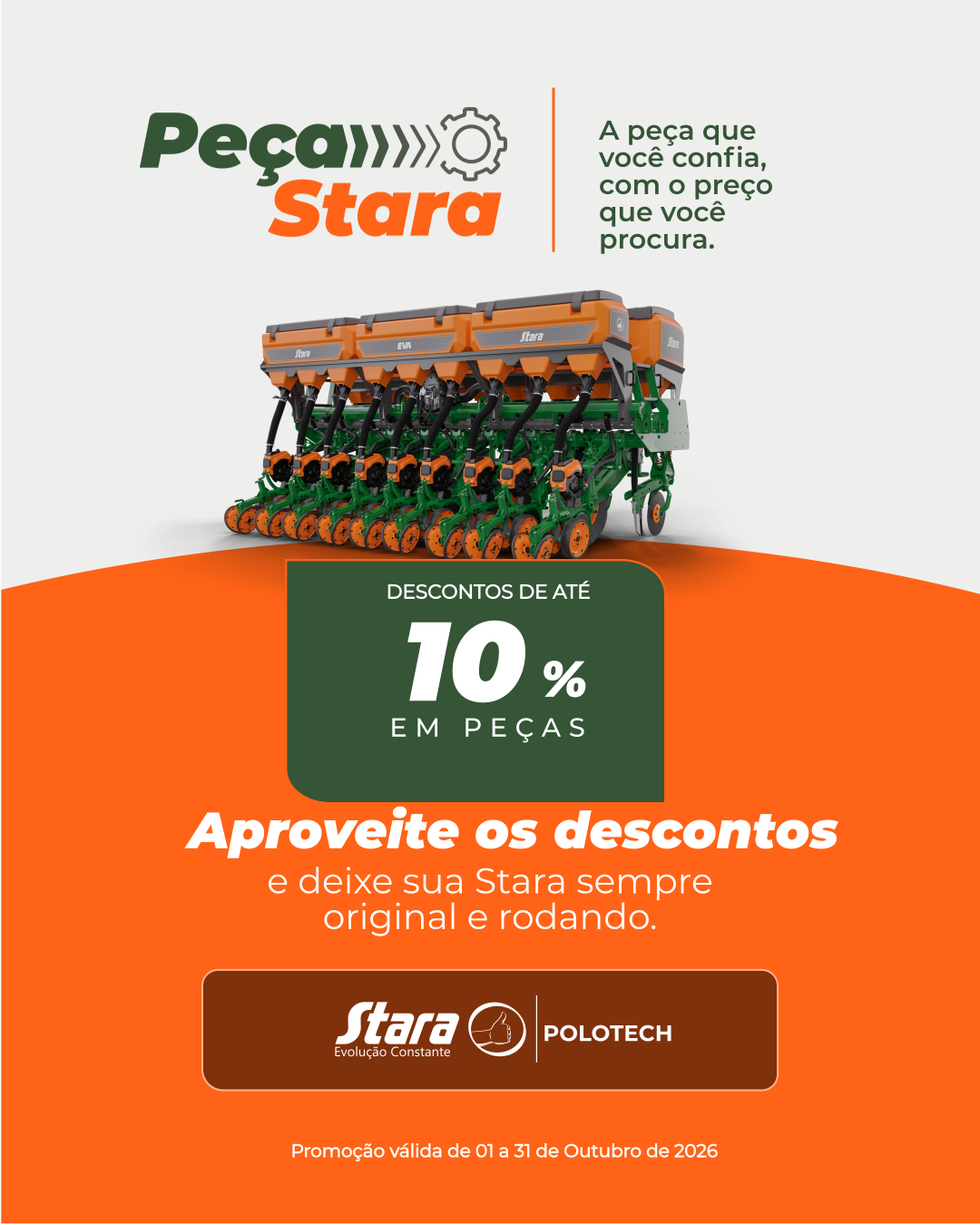 10% DE DESCONTO NAS PEÇAS DE PLANTIO