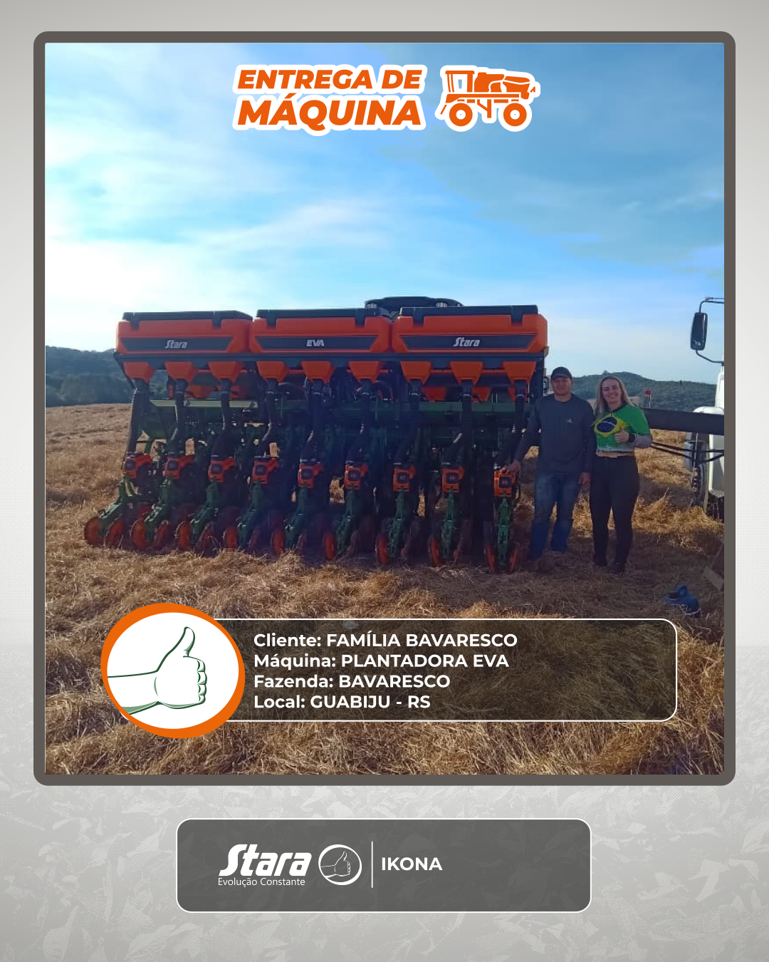 ENTREGA TECNICA PLANTADORA EVA - GUABIJU-RS