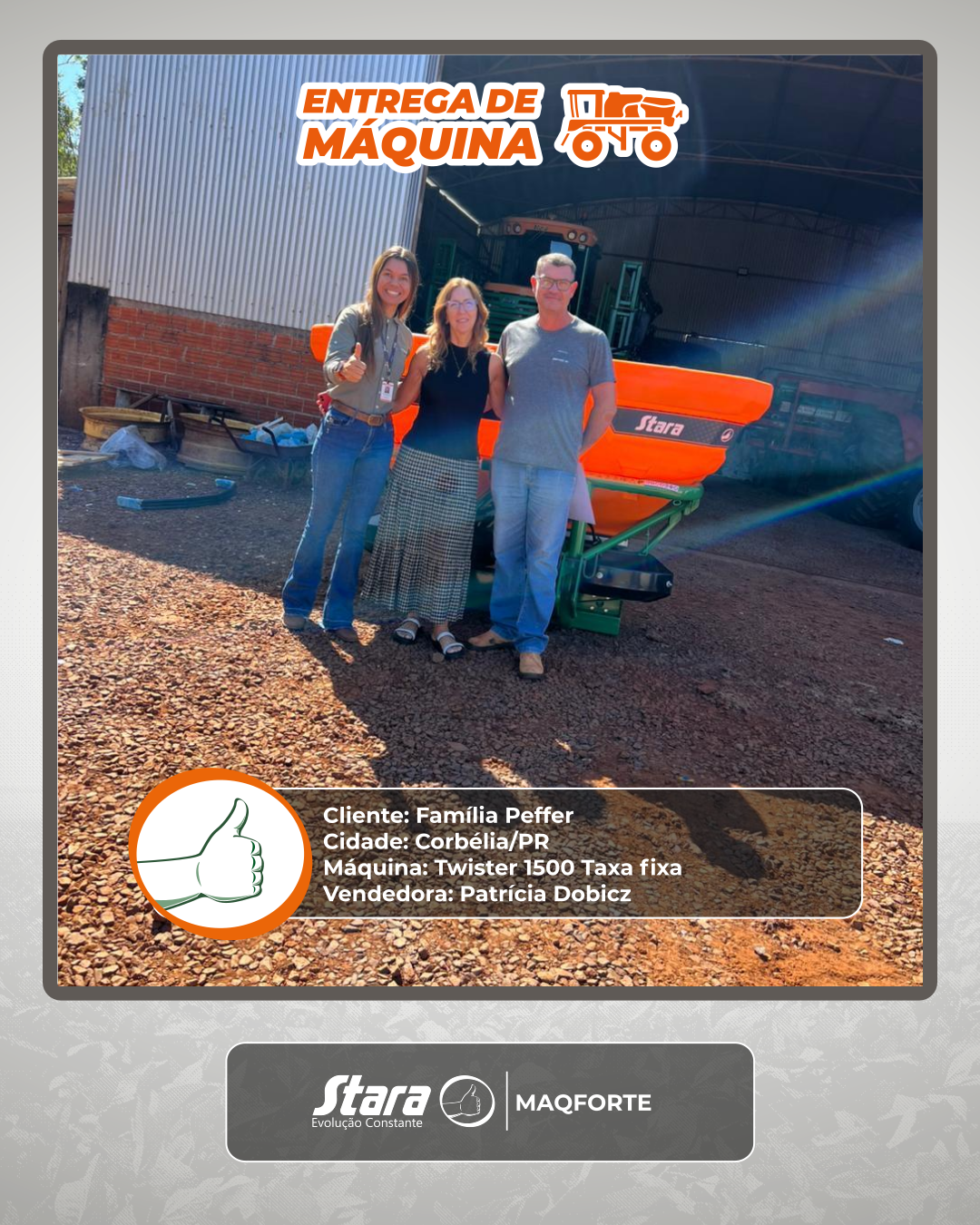 Entrega Técnica – Twister 1500 Taxa Fixa para a Família Peffer