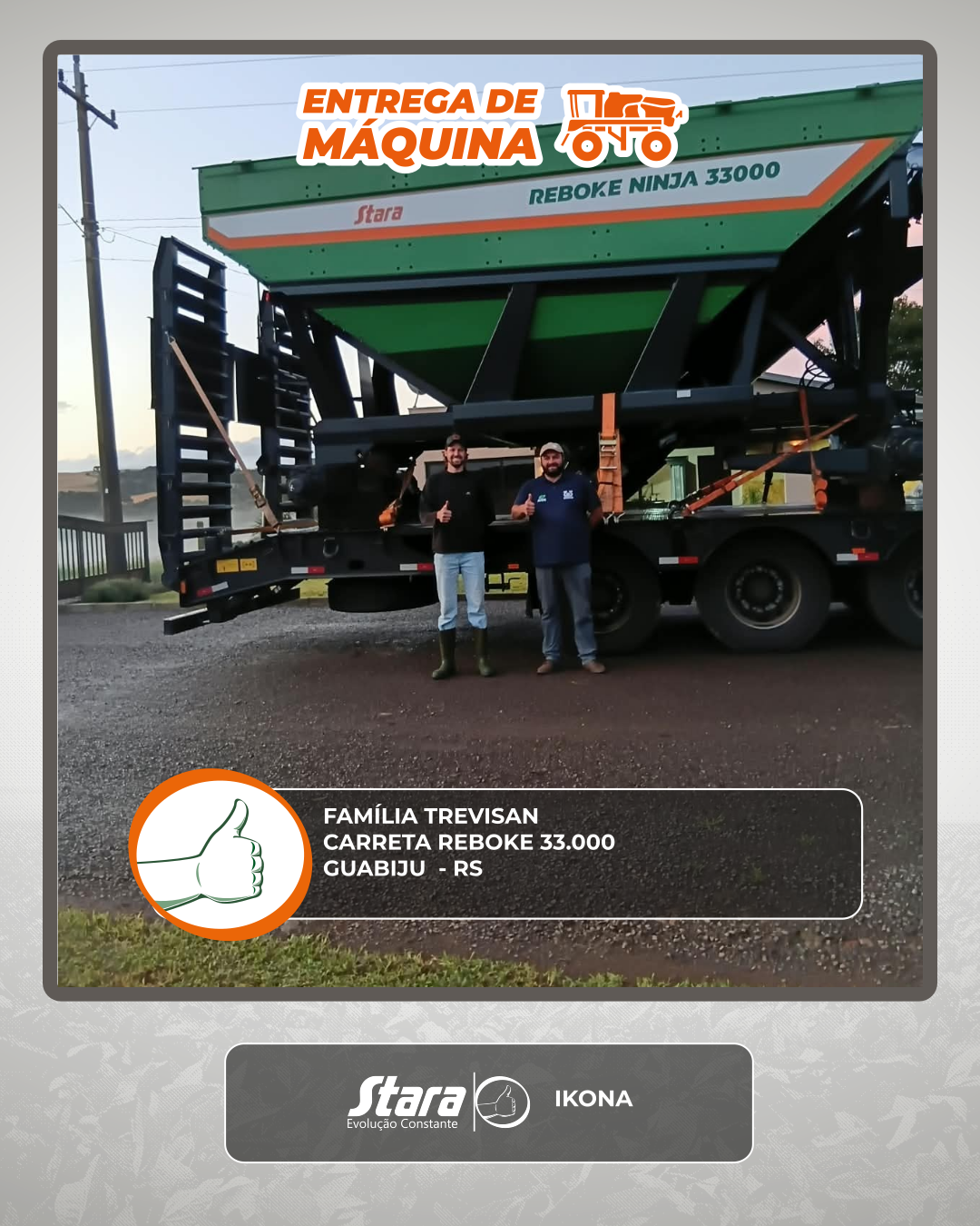 ENTREGA CARRETA REBOKE 33.000 - GUABIJU - RS