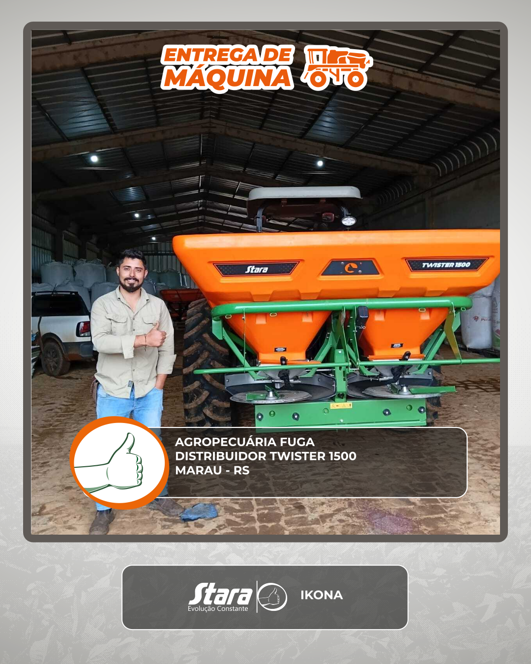 ENTREGA DISTRIBUIDOR TWISTER 1500 - MARAU - RS