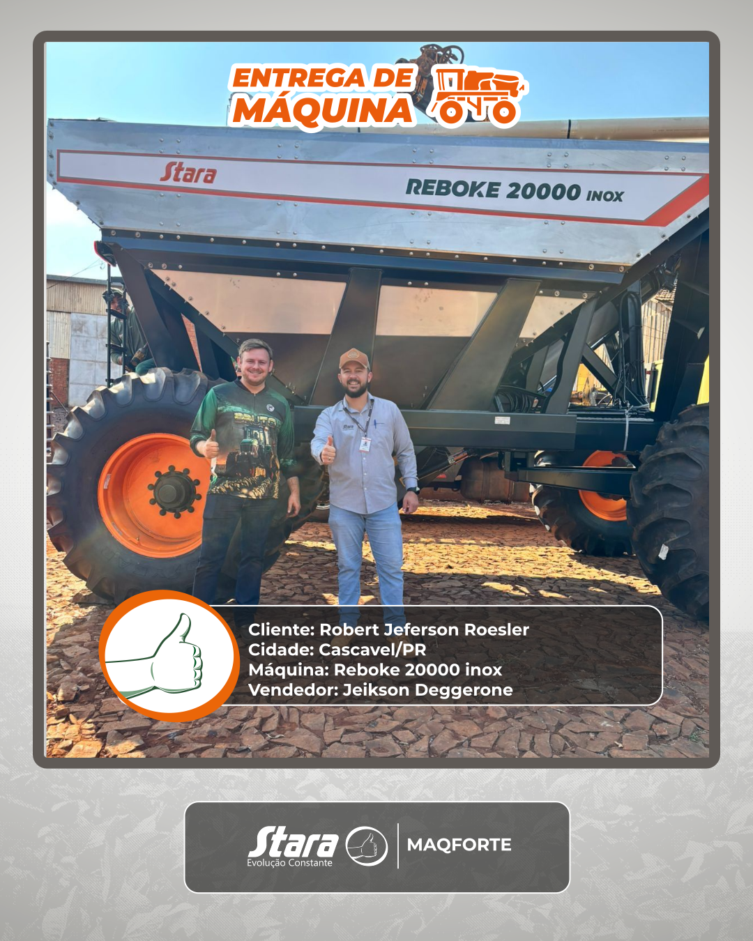 Entrega realizada em Cascavel/PR! 🌱🌾