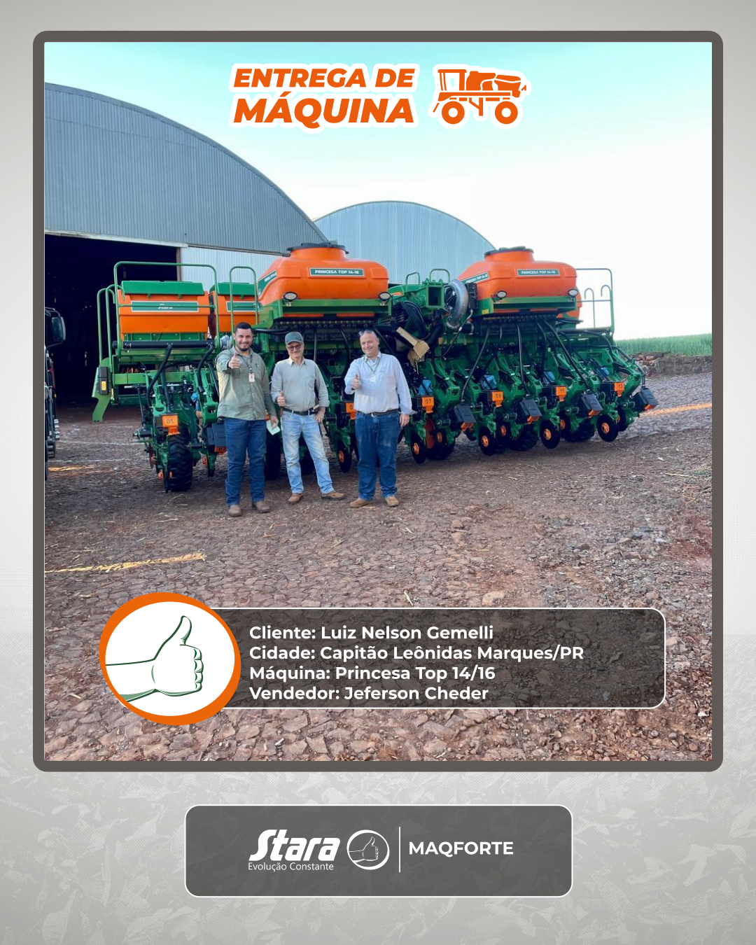 ✨ Entrega realizada em Capitão Leônidas Marques/PR! ✨