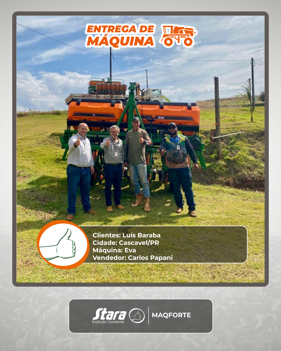 Entrega da plantadeira EVA