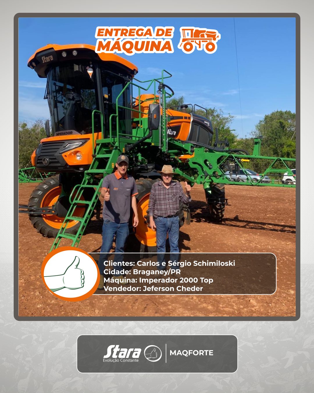 🌾 Entrega do Imperador 2000 em Braganey/PR! ✨