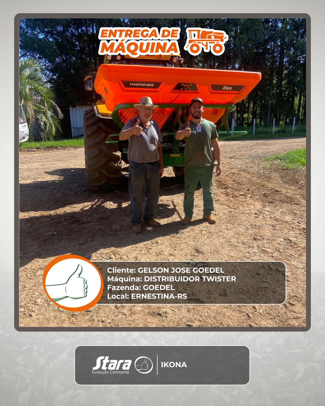 ENTREGA TECNICA DISTRIBUIDOR TWISTER - ERNESTINA-RS