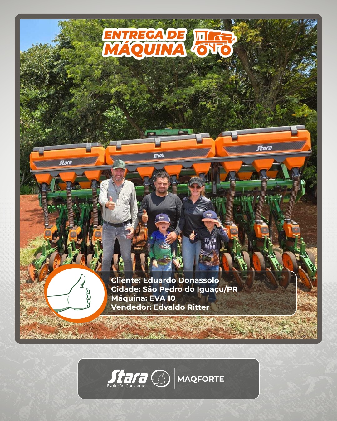 Entrega Técnica: Plantadeira EVA 10x45 em São Pedro do Iguaçu/PR