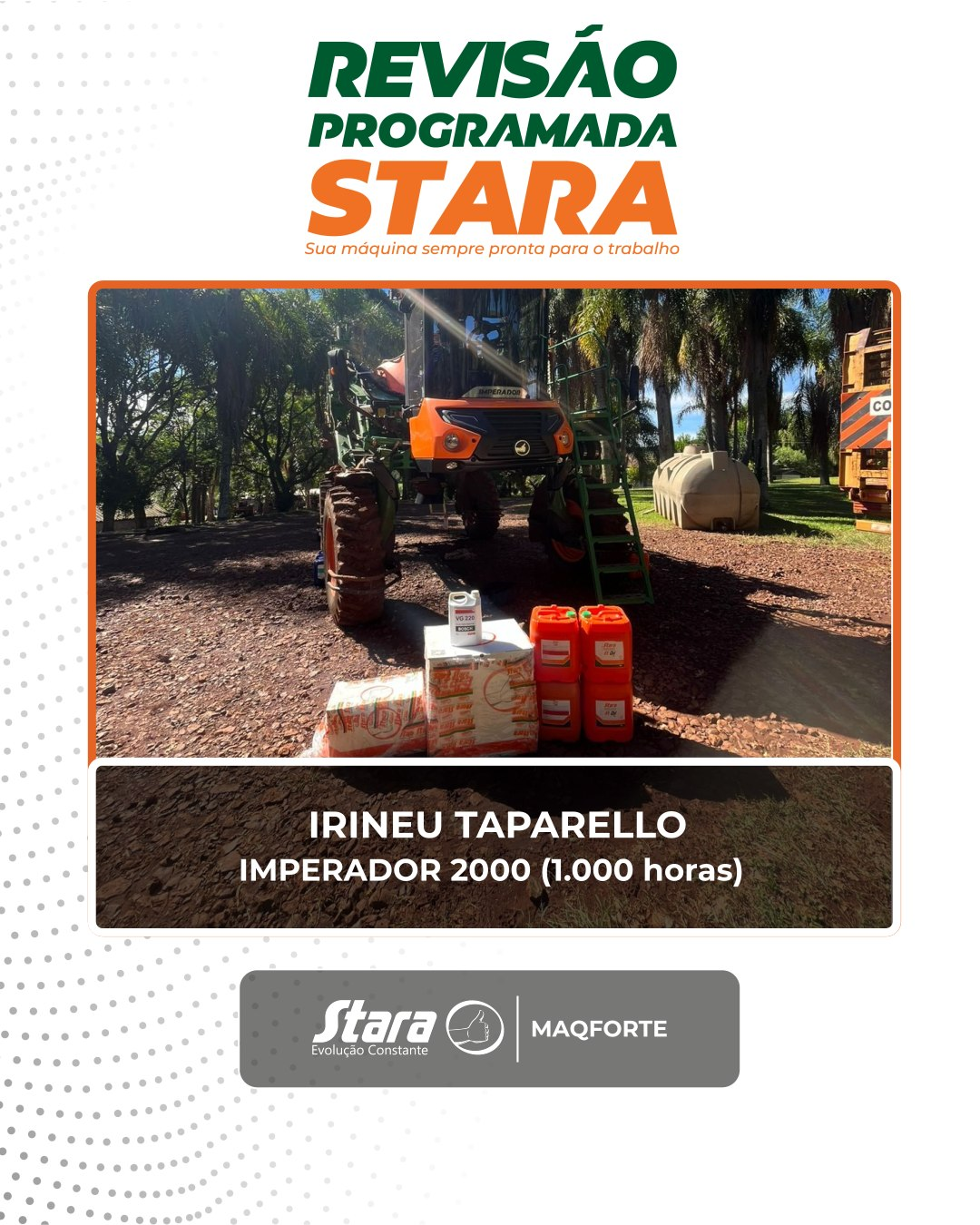 Revisão Programada de 1.000 Horas no Imperador 2000 em Coronel Vivida/PR