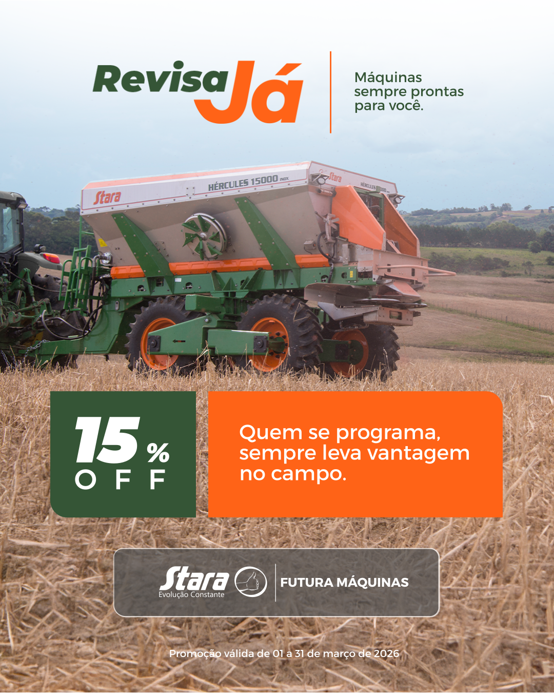 15% de Desconto na Revisão da Linha de Distribuidores na Futura Máquinas