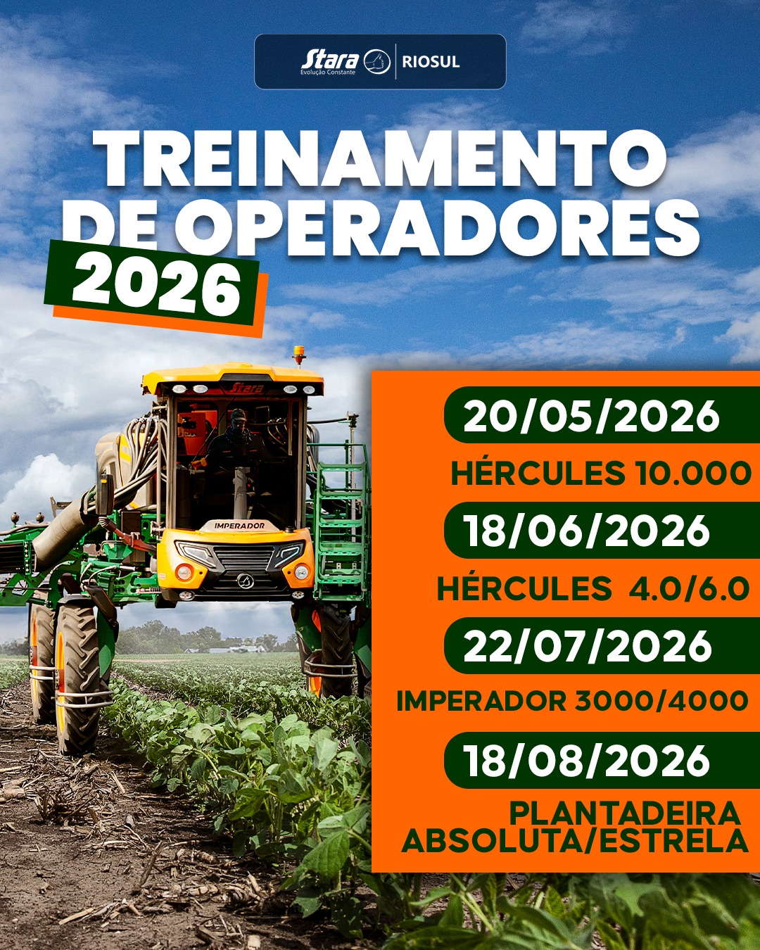 Riosul Stara divulga cronograma de Treinamento de Operadores 2026