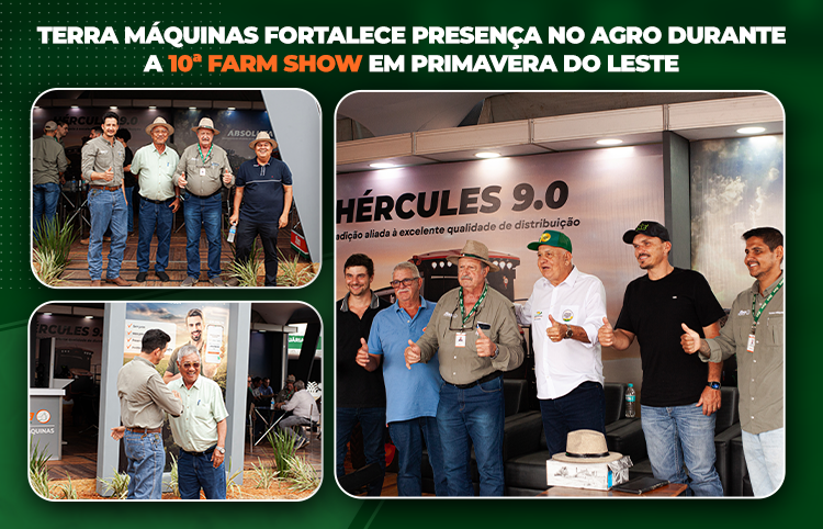 A Terra Máquinas marcou presença na 10ª edição da Farm Show, realizada em Primavera do Leste (MT), um dos eventos mais relevantes do agronegócio na região.