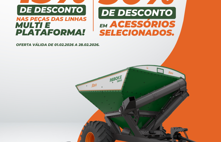 Linha Multi e Plataforma com descontos de 15% nas Peças das Linhas e 30% em Acessórios Selecionados, Válidos dos dias 01/02/2026 á 28/02/2026.
