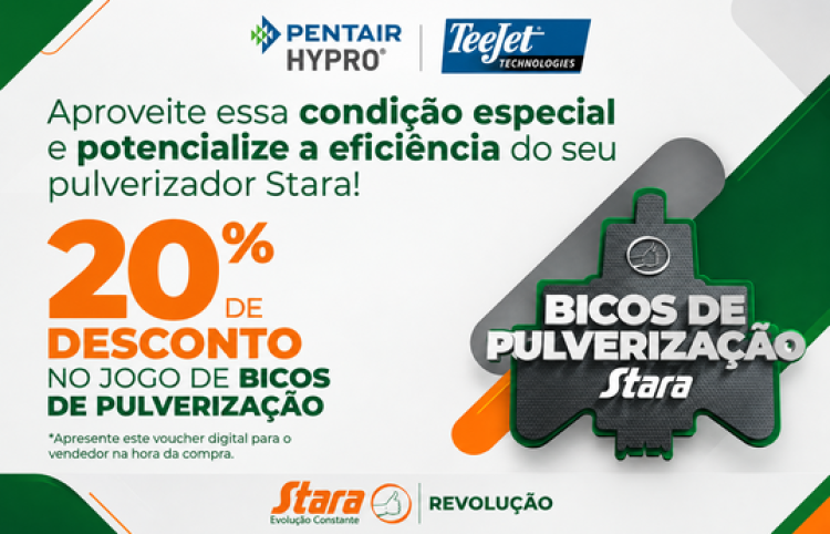 20% de desconto no jogo de Bicos de Pulverização Stara.