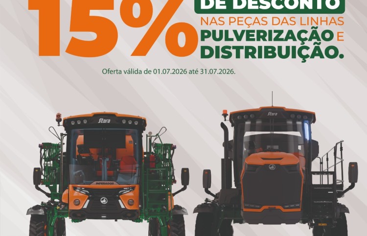 15% DE DESCONTO EM PEÇAS ORIGINAIS SAR NA LNHA DE PLVERIZAÇÃO E DISTRIBUIÇÃO