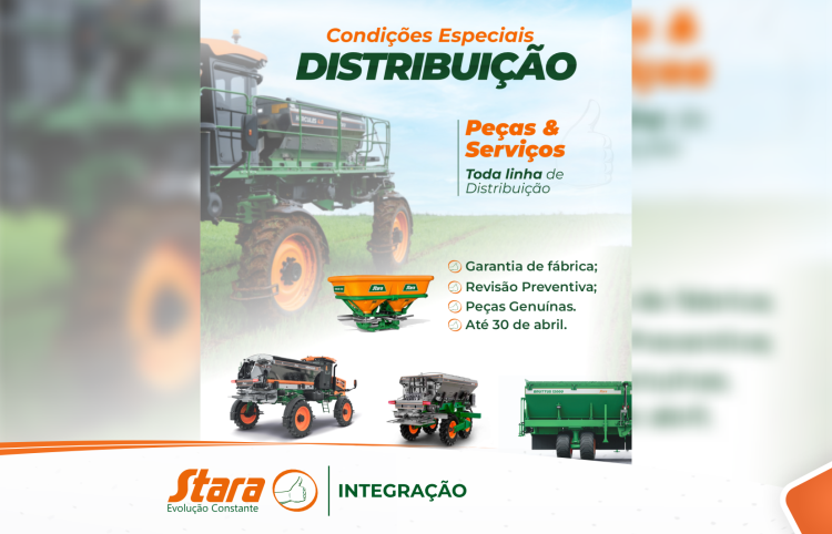 Aproveite 10% de desconto em toda a linha de distribuição Stara em peças e serviços