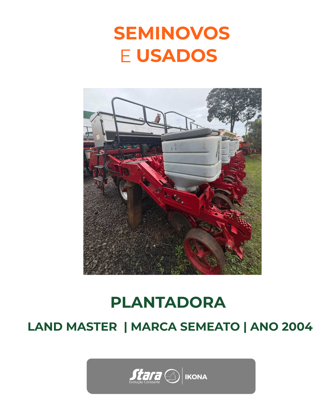 PLANTADORA ADUBADORA DE ARRASTO MODELO LAND MASTER, 11LX45CM