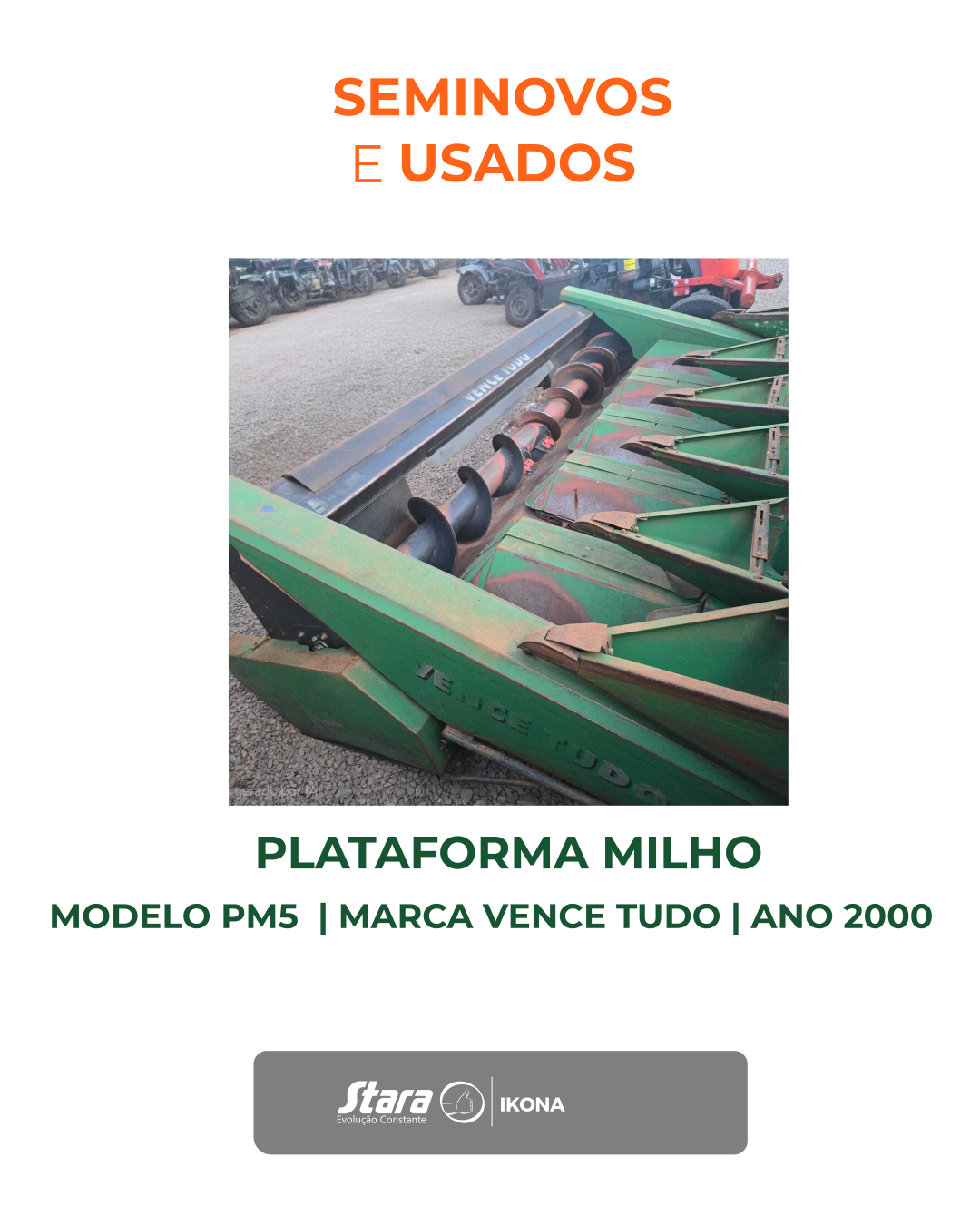 PLATAFORMA PARA COLHEITA DE MILHO, MODELO PM5
