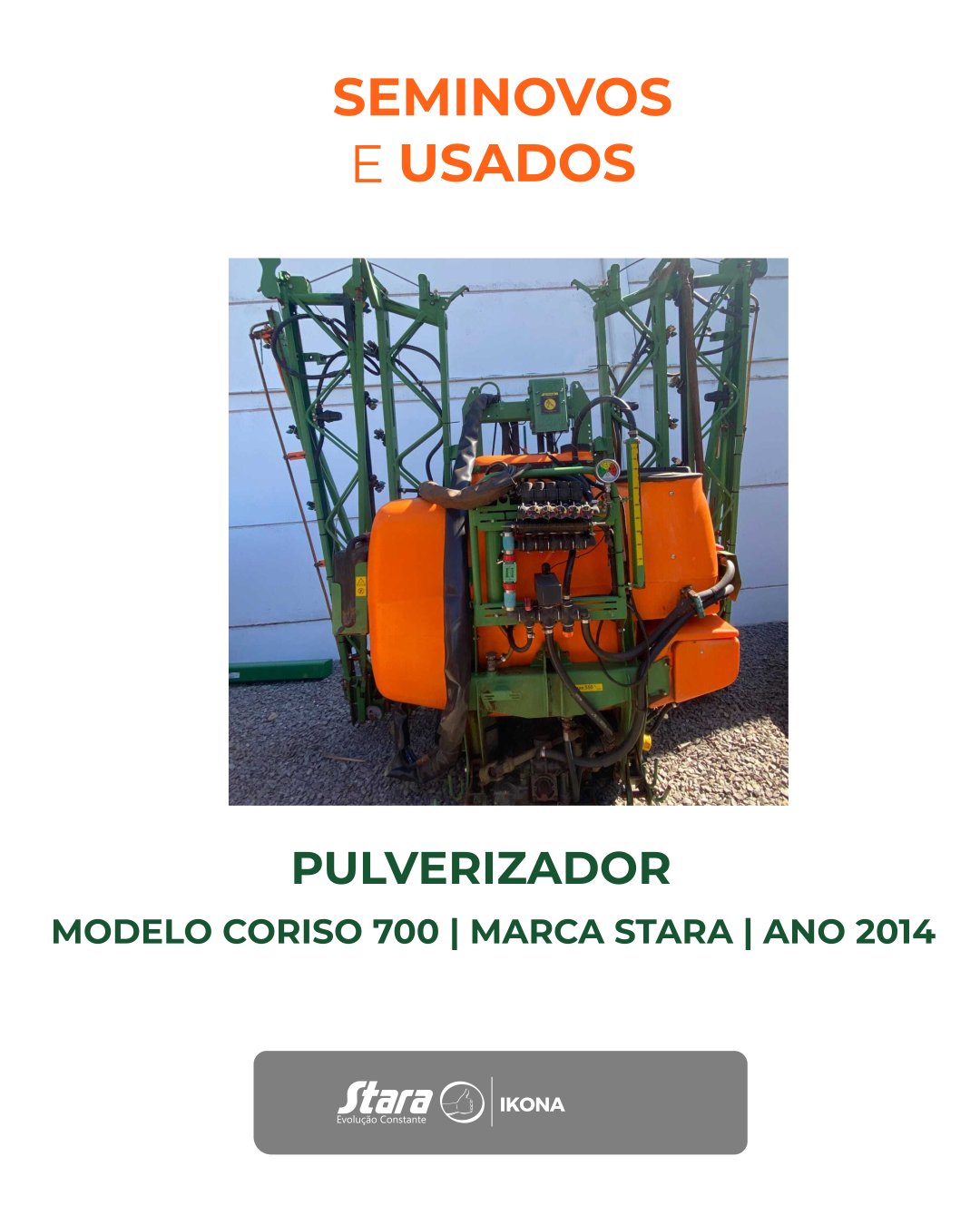 PULVERIZADOR AGRICOLA DE BARRAS MODELO CORISCO 700 18 H