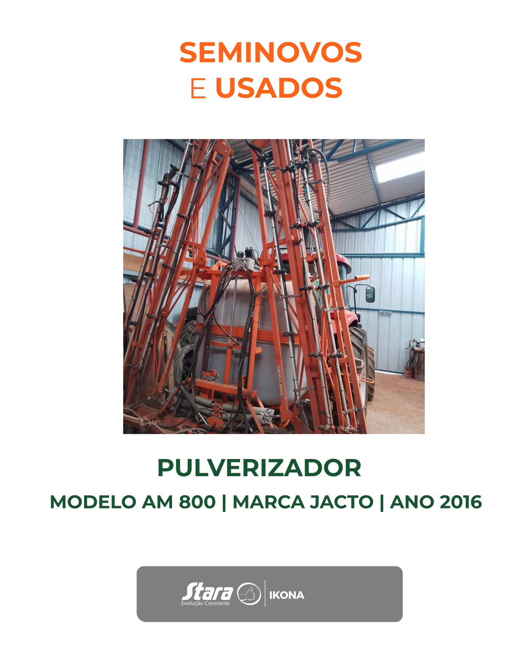 PULVERIZADOR AGRICOLA DE BARRAS, MODELO AM-800