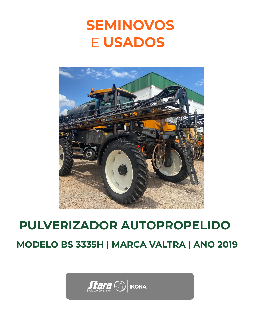 PULVERIZADOR AGRICOLA MODELO BS 3335H COM 32 METROS DE BARRA