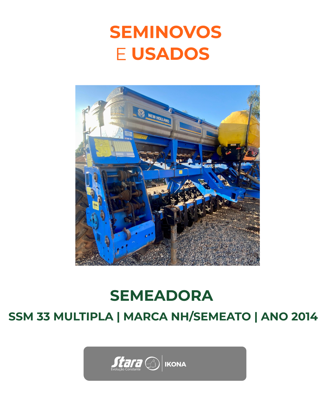 SEMEADORA ADUBADORA DE ARRASTO MODELO SSM 33 MULTIPLA
