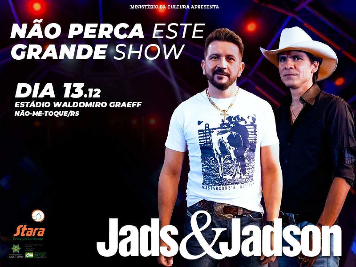 Stara promove show com Jads e Jadson neste dia 13