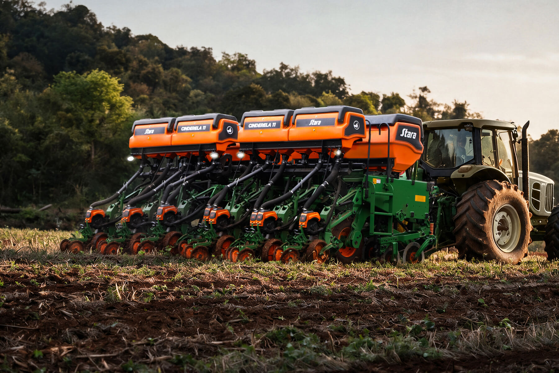 Plantadeira Cinderela Stara em operação no campo.