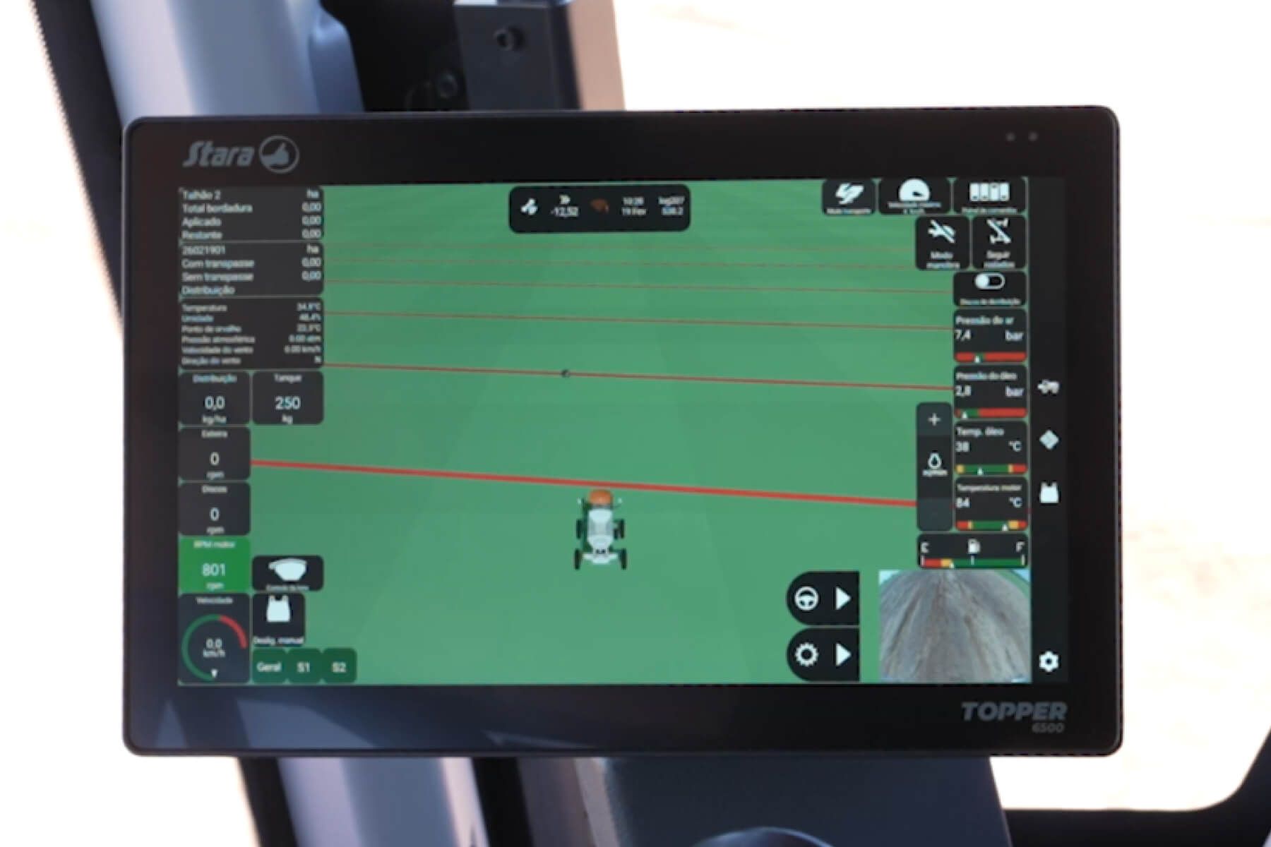 Tela do Controlador Agr&iacute;cola Topper 6500 da Stara
